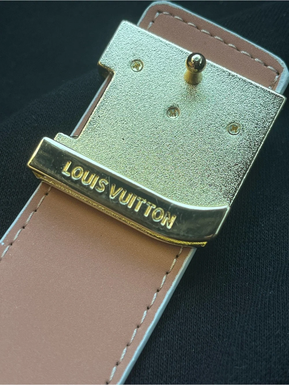 Louis Vuitton White Leather Women's Belt with Signature Gold Buckle